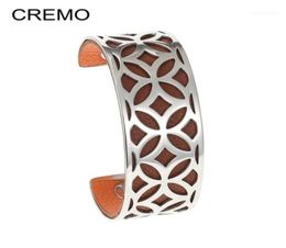 Bangle Cremo Stars Bangles Stainless Steel Bracelet Argent Bijoux Femme Arm Hand Cuffs Geometry 25mm Reversible Leather Stripe12383723