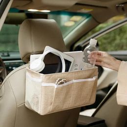 Storage Bags Cotton Linen Bedside Car Organiser Hanging Bag Sundries Pockets Baby Crib Diaper Beds Side Pouch Makeup Storages