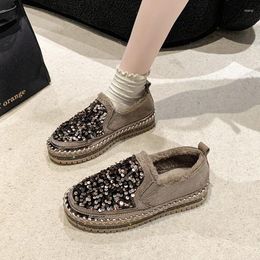 Casual Shoes Slip-on Solid Women's Vulcanized Sneakers On Sale 2024 High Quality Short Plush Boots Round Toe Zapatillas