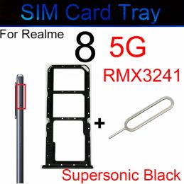 Sim Card Tray For Oppo Realme 8 8i 8S 8 Pro 5G Dual SIM Card Slot Holder Micro SD Card Adapter Replacement Reapir Parts Black