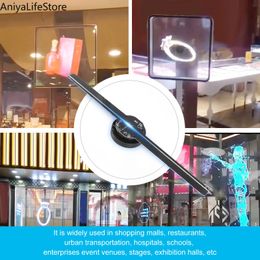 40CM 3D Holographic Projector Fan 224 LED Lamp Beads Advertising Machine Logo Display WIFI Hologram Imaging Player Light