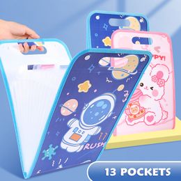 13 Pockets Portable A4 Expanding File Folder Large Capacity Vertical Storage Organise Document Bag with Labels for school office
