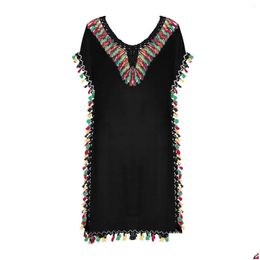 Basic Casual Dresses Female Beach Party Dress Seaside Fl Sun Summer Outfits Cloghet Knitting Blouse Hollow Swimming Drop Delivery Appa Dhcrx