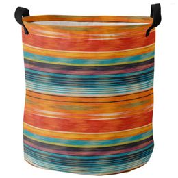 Laundry Bags Watercolour Stripes Texture Dirty Basket Foldable Waterproof Home Organizer Clothing Children Toy Storage