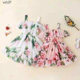 Girl's Dresses Girls Dresses Dress For Kids 1 6 Years old Birthday Korean Style Fashion Short Sleeve Cute Floral Princess Formal Baby Girl 230626 C240413