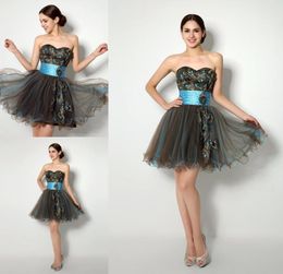 New Cheap In Stock Short Homecoming Dresses under 50 Real Pos Sweetheart Feather Embroidery Semi Prom Party Gowns 8th Graduatio2406929