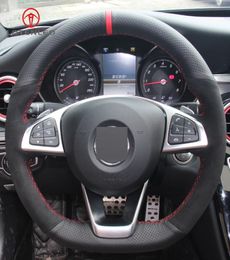 Black Leather Suede Car Steering Wheel Cover for Mercedes C200 C250 C300 B250 B260 A200 A250 Sport CLA220 CLS4006780765