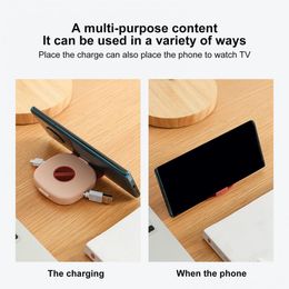 Small Portable Round Rotatable Data Cable Organiser Square Clip Headset Winder Storage Box Mobile Phone Holder Stand