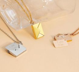 Chains Envelope Locket Necklace With Stainless Steel Gold Silver Colour Love You Secret Message Pendant For Mother039s Day Gift5423238