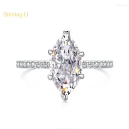 Cluster Rings Shining U S925 Silver High Carbon Diamond Marquise Cut Gems Ring Fine Jewellery For Women Anniversary