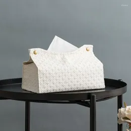 Storage Bags Tissue Box Holder Cover Household Living Room Coffee Table PU Leather Boxes Minimalist Plain Napkin