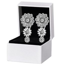 Sparkling Daisy Flower Trio Stud Earrings Original box for 925 Sterling Silver Pendant Earring Women Wedding Jewelry Set3469625