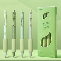 4PCS/Pack Green Tea Gel Pen Set 0.5mm Writing Soft Touch Holder Ballpoint Black Color Ink Pens Office School Supply