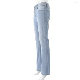 Women's Jeans Women Slim Cut High Waist Flared Hem Fit Gradient Colour Full Length Bell-bottomed Denim Trousers