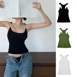 Camisoles & Tanks Soft Sexy Large U Neck Vest Trendy Solid Color Skin-friendly Sleeveless Crop Top Yoga Sports Breathable Invisible Strap