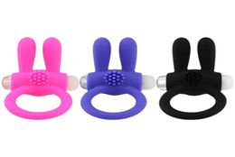 Vibrating Rabbit Cock Ring Sex Products Penis Rings Sex Toys Animal CockRing Silicone Pink Blue For Men With Retail Box DHL6210903