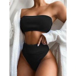 Women Swimsuit Two Piece Bandeau Bikini Tankini Sets Swimwear Summer Hawaiian Seaside Beach Bathing Suit Trajes De Bano Mujer