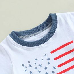 Clothing Sets Independence Day Toddler Boys Outfits Summer Stars Stripes Short Sleeve T-shirt And Casual Elastic Shorts Set