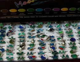 mood temperature sensing mood ring alloy cartoon open mouth mood ring mix style 100pcslot3334728