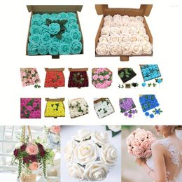 Decorative Flowers 25pcs Simulated Foam Flower Artificial Rose Fake Multi Colour Wedding Party Bouquet Table Decoration