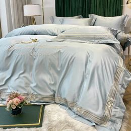 Bedding Sets Duvet Cover European-Style Viscose Fiber Four-Piece Summer Bare Sleeping Silk Bed Sheet Quilt Silky Spring