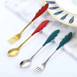 Coffee Scoops 1PC Stainless Steel Feather Spoon Creative Ice Cream Dessert Cake Tableware Kitchen Gadgets