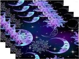 Table Mats Sun Moon Placemats Stars Night Sky Magical Space Place For Dining Linen Heat Insulation 12x18 In 4 PCS