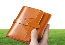 Wallets WERAIMJX Brand Women High Quality Genuine Leather Small Wallet Oil Wax Coin Purse Hasp Card Holder Causal Ladies Purses9904949