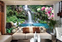 Wallpapers Custom Mountain Waterfall 3D Mural Landscape Wall Murals Wallpaper For Living Room