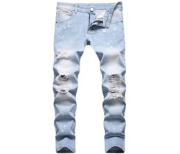 2022 Men039s Ripped Skinny Jeans Fashoin Casual Slim Denim Pants Size 2842 Midwaist Multiple Holes Trousers 20 Styles Pantalo7256845