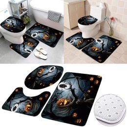 Bath Mats Paper Towel Holder Wall Mount Bathroom Rug Mat Set Of 3 Halloween Pumpkin Anti Slip Super Absorbent Luxury