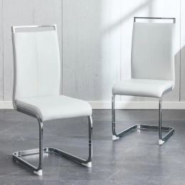 Dining Chairs Set Kitchen Modern Metal Chairs With Faux Leather Padded Seat High Back and Sturdy Chrome Legs Freight Free Chair
