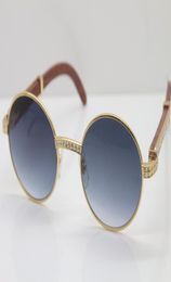 Good Quality Big Diamond Sunglasses 7550178 Wood Unisex Round New designer rimless glasses for men design glasses Frame Size57229645234