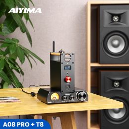 Amplifier AIYIMA Audio T8 Bluetooth Tube Preamp Preamplifier A07 Power Amplifier A08 Pro TPA3255 Bluetooth 5.0 VU Metre Amplificador 300W