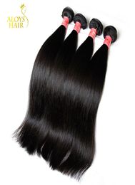 Peruvian Malaysian Indian Brazilian Straight Virgin Human Hair Weave Bundles Unprocessed Remy Human Hair Extensions Natural Color 4945111