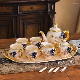 Decorative Plates Tea Set With Tray Small Luxury Teapot Coffee Cup Cups Afternoon Household Ceramic