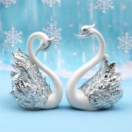 1~8PCS Lot Crown Glass Table Swan Baking Decorative Birthday Anniversary Ornament Cake Topper Figure Paper Weight Desk Home