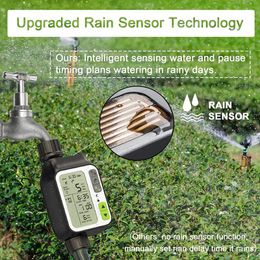 Rain Sensor Hose Timer, Watering Timer With 3 Separate Programs, Automatic Garden Watering System, Large LCD Screen