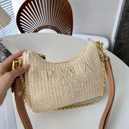 Sacchetti di design sacca di paglia sacca intrecciata ricamata per spalla borsetta borsetta di lusso di lusso di alta qualità sacca a bordo ascella