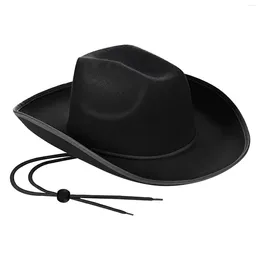 Berets Western With Chin Strap Cowgirl Cowboy Hat Party Costumes For Women Men Adjustable Adults Wide Brim Lightweight Non-woven Fabric