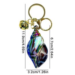 Acrylic Conch Keyrings With Bell Keychain For Women Colourful Beach Shells Pendant Exquisite Bag Key Ring Ornaments Souvenir Gift
