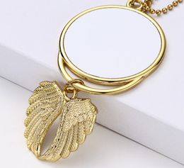 Sublimation copper Necklaces Cris Decorations Blanks Car Pendant Angel Wing Rear view Mirror Decoration Hanging Charm Ornaments7856797