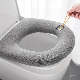 Toilet Seat Covers Universal Cover Thicken Winter Warm Soft Plush Lid Cushion With Handle Bathroom Products Accessories