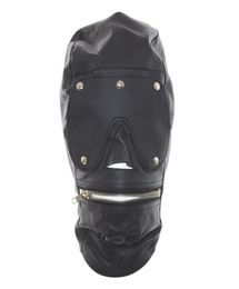 Top Grade PU Leather Full Face Mask With Zipper Muzzle Open Slave Zipper Mouth Fully Enclosed Headgear Hood For Role Play Sexy A7643654