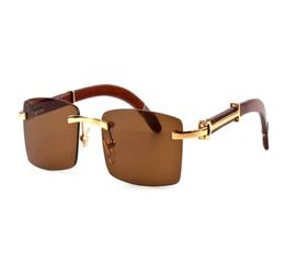 11 color men Fashion rimless sunglasses wooden legs buffalo eyewear women eyeglasses lunettes de soleil with box5230678