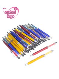 Pens lot 50pcs Color Crystal Stylus Ball Pen Touch Screen Ballpoint Pen Custom Logo Pen Promotional Gift Pen Personalized Giveaway