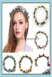 Beach Summer Flower Wreath Garland Crown Festival Wedding Bridal Bridesmaid Floral Headband Boho Headdress Headpiece Hair Accessor3005337