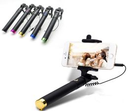 DHL Universal Luxury mini Selfie Stick Monopod for Iphone samsung Android IOS Wired Palo Selfie Groove Camera Para8618122