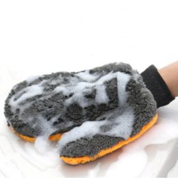 Soft Car Washing Gloves Double-sided Fleece Microfiber Chenille Drying Cloth Car Body Window Tyre Cleaning Glove Thicken
