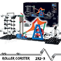 810cm Rail Marble Run Gear Drive Maze Race Roller Coaster Electric Elevator Model Building Boys STEM Sets Rolling ball Sculpture